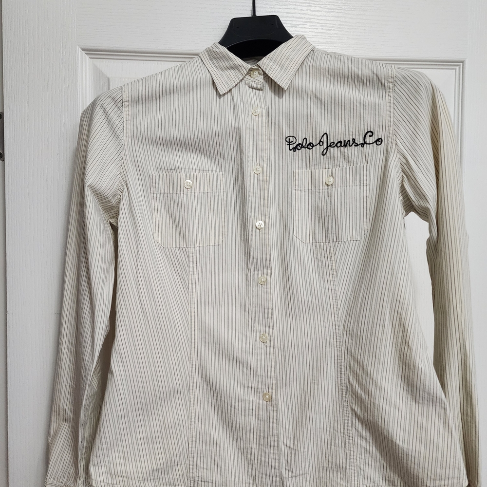 Polo by Ralph Lauren White Striped Button Down Shirt